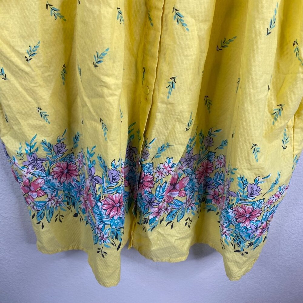 Anthony Richards House Dress Women's Yellow Sz 3X  Snap Closure Floral Patio - Picture 6 of 9